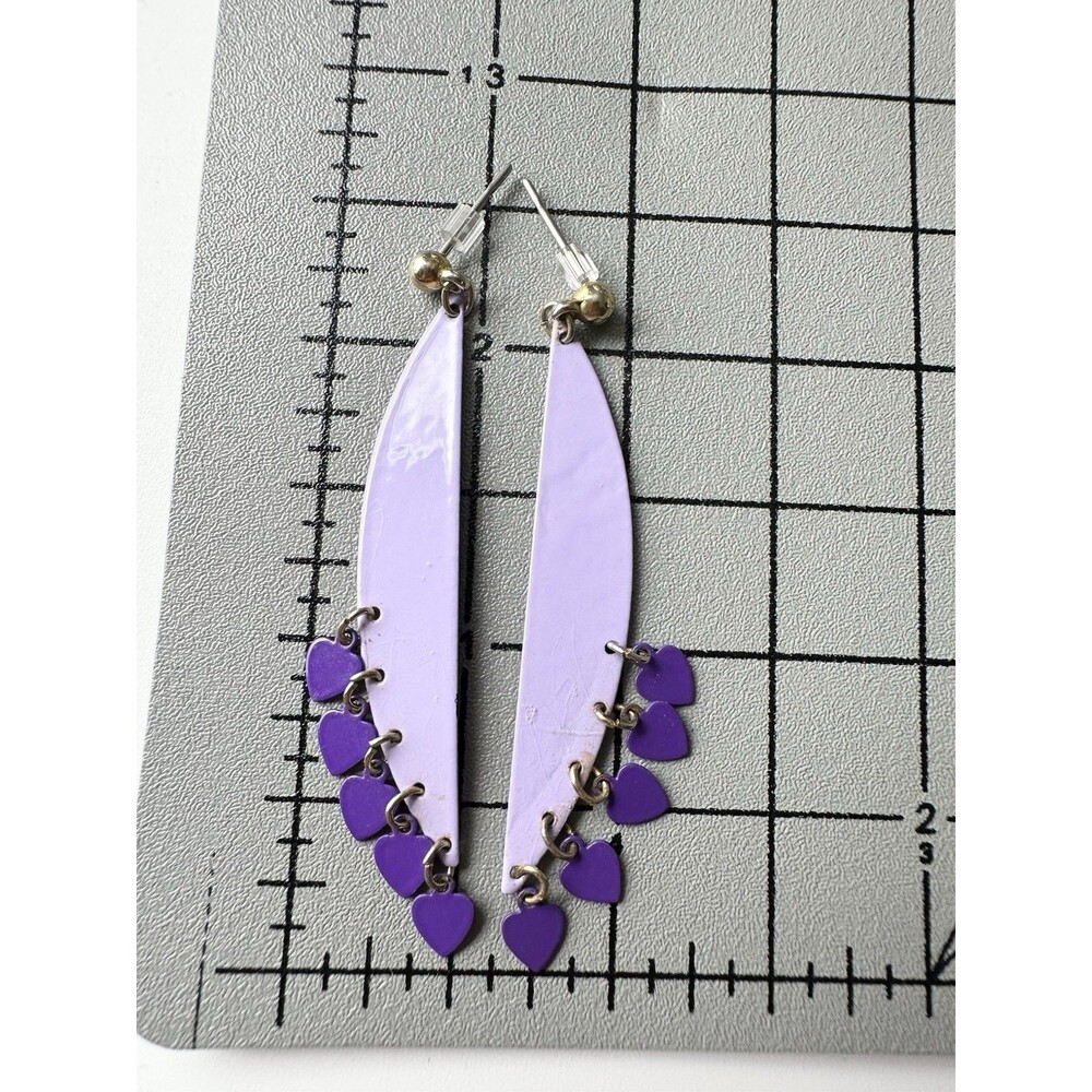 Purple Metal Floral Dangle Earrings